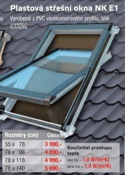 Střešní okno plastové