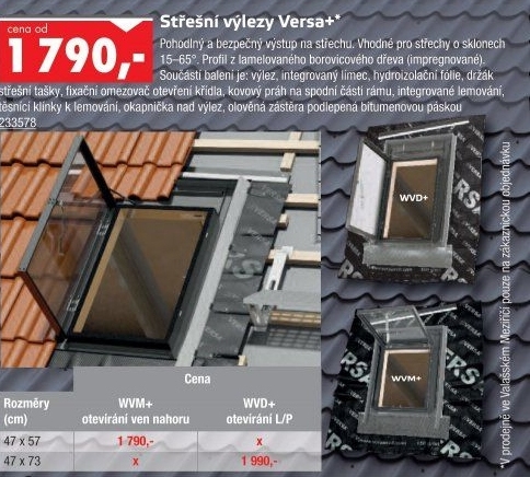 Střešní výlez univerzální Versa+