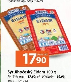 Sýr Eidam Jihočeský 20% Madeta