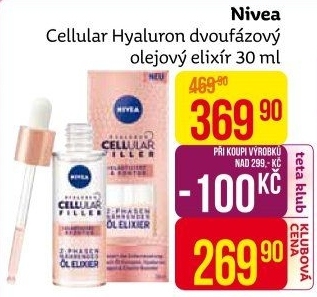 Dvoufázový olejový elixír Hyaluron Cellular Filler Nivea