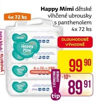 Vlhčené ubrousky dětské Happy Mimi