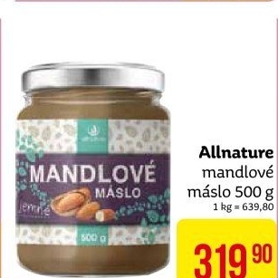 Mandlové máslo Allnature