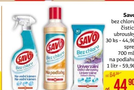 Čisticí vlhčené ubrousky univerzální bez chloru Savo