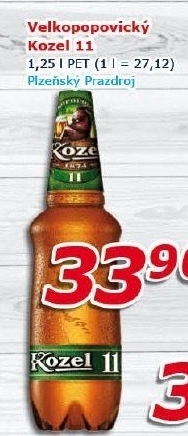 Pivo světlý ležák 11° Medium Velkopopovický Kozel