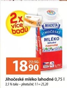Mléko lahodné Jihočeské Madeta - 3,5% plnotučné