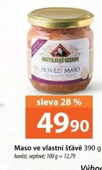 Maso hovězí ve vlastní šťávě Kostelecké uzeniny