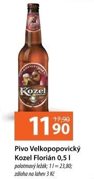 Pivo polotmavý ležák Florian Velkopopovický Kozel