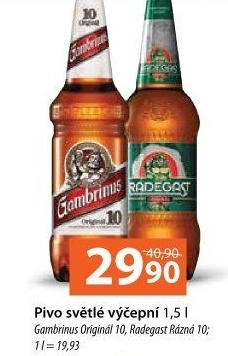 Pivo světlé výčepní Originál 10° Gambrinus
