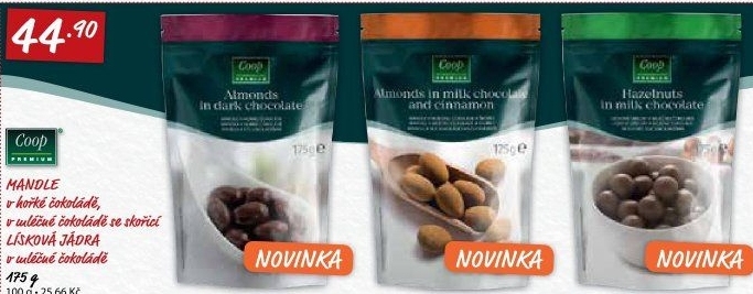Mandle v čokoládě Coop Premium