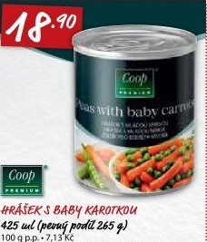 Hrášek s baby karotkou Coop Premium