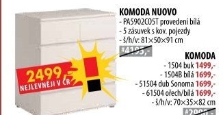 Komoda 3+2 zásuvky NUOVO bílá