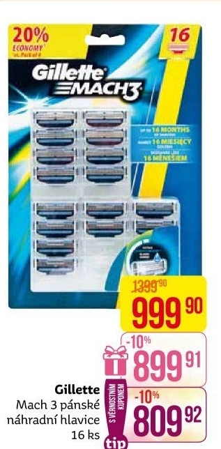 Náhradní hlavice pánské Mach 3 Gillette
