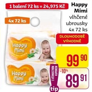 Vlhčené ubrousky dětské Happy Mimi
