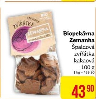 Sušenky Špaldová zvířátka bio Biopekárna Zemanka