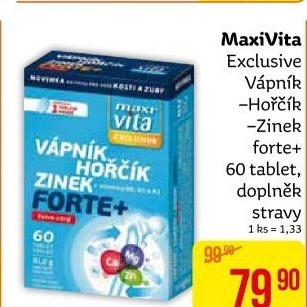 Doplněk stravy Vápník-Hořčík-Zinek Forte Exclusive Maxivita
