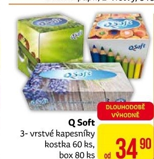 Papírové kapesníčky 3vrstvé Q Soft - box