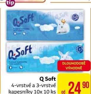 Papírové kapesníčky 4vrstvé Q Soft