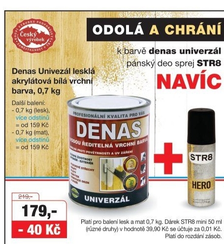 Vodou ředitelná vrchní barva Denas Uni Mat