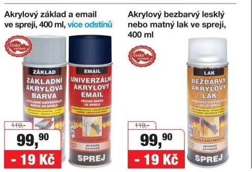 Základní akrylová barva ve spreji Barvy a laky Hostivař