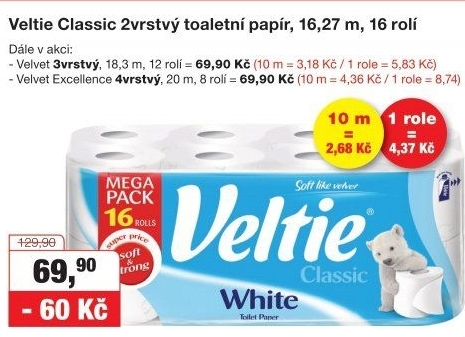 Toaletní papír 3vrstvý Veltie