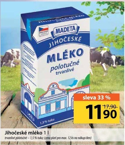Mléko trvanlivé Jihočeské Madeta - 1,5% polotučné