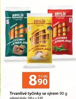 Tyčinky trvanlivé se sýrem a solí Havlík