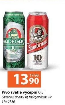 Pivo světlé výčepní Originál 10° Gambrinus