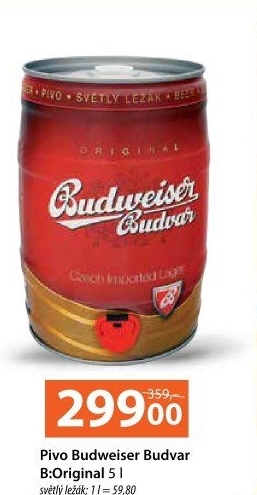 Pivo světlý ležák B: Original Budweiser Budvar - soudek