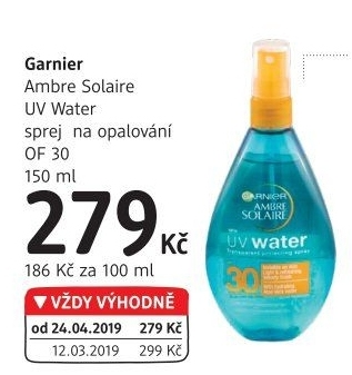 Sprej na opalování OF 30 UV Water Ambre Solaire Garnier