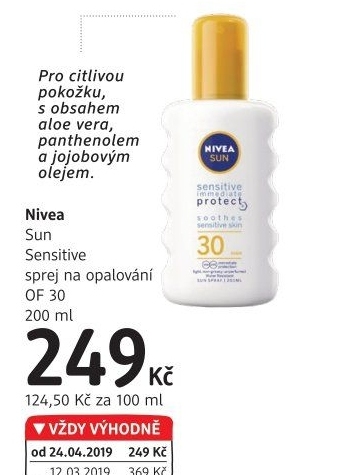 Sprej na opalování OF 30 Pure Sensitive Sun Nivea