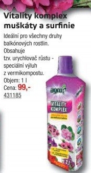 Vitality komplex na muškáty a surfínie Agro
