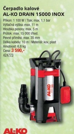 Ponorné čerpadlo kalové Al-Ko Drain 15000 Inox