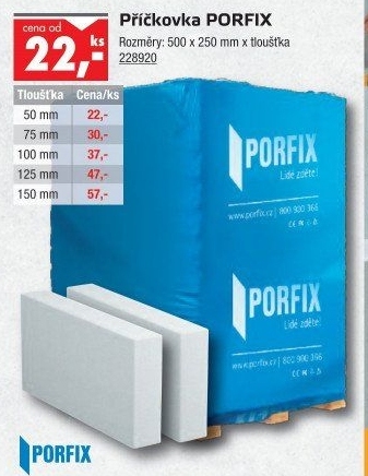 Příčková tvárnice Porfix