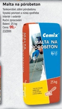 Malta na pórobeton Cemix