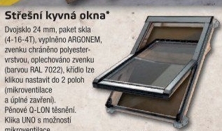 Střešní okno plastové