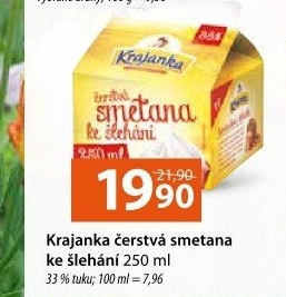 Smetana ke šlehání Krajanka 33%