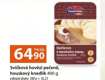 Svíčková hovězí pečeně, houskový knedlík Vltavotýnské lahůdky