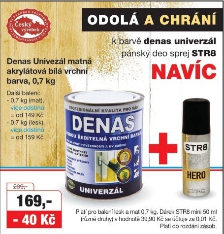 Vodou ředitelná vrchní barva Denas Uni Mat