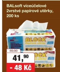 Papírové utěrky 2vrstvé Bal Soft