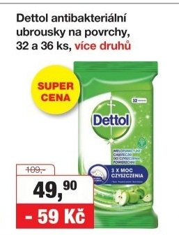 Čisticí vlhčené ubrousky Dettol