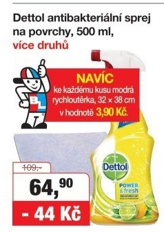 Čistič povrchů antibakteriální ve spreji Dettol