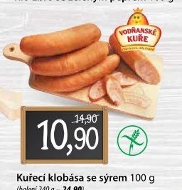 Kuřecí klobása se sýrem Vodňanské kuře