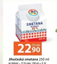 Smetana ke šlehání Jihočeská Madeta 33%