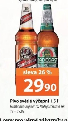 Pivo světlé výčepní Originál 10° Gambrinus