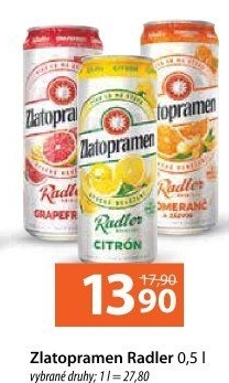 Pivo ochucené Radler Zlatopramen