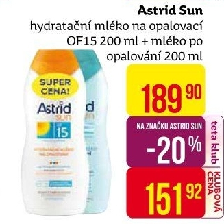 Balíček mléko na opalování OF 15 + mléko po opalování Astrid Sun