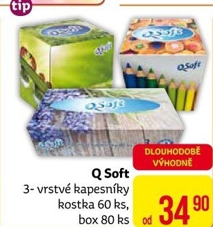 Papírové kapesníčky 3vrstvé Q Soft - box