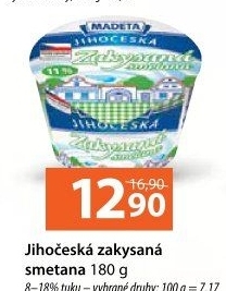 Smetana zakysaná Jihočeská Madeta