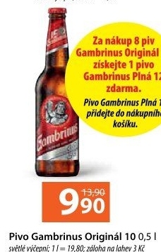 Pivo světlé výčepní Originál 10° Gambrinus