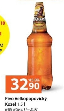 Pivo světlé výčepní 10°Velkopopovický Kozel